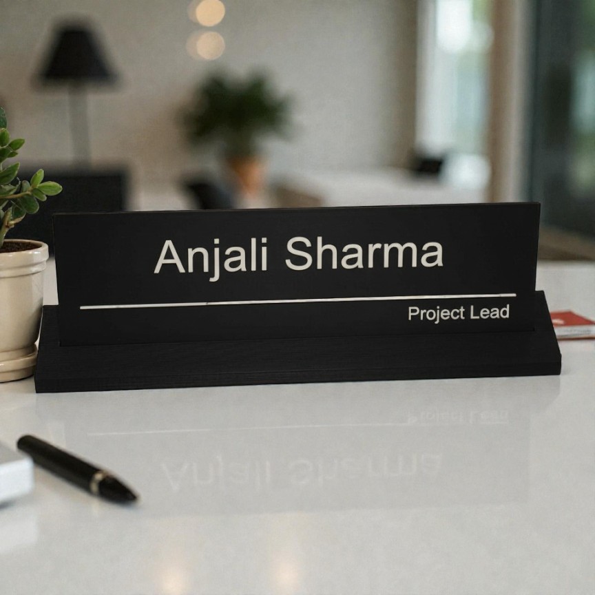 Customizable Desk Nameplate with Stand