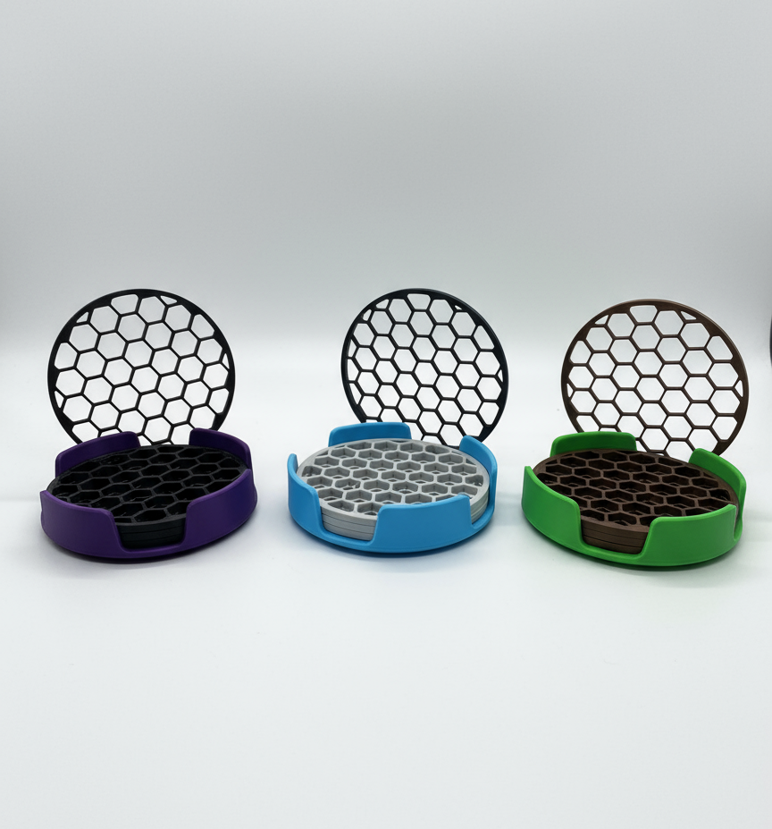 Honeycomb Coasters with Holder (Set of 4) 